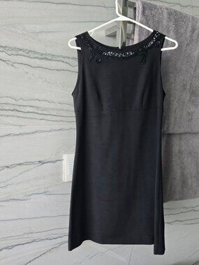 John Richmond Black Beaded Sequin Neckline Dress Size 40